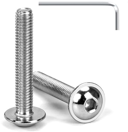 Tunejoy Viti a Testa Bombata con Flangia M5 x 30 mm Vite a Testa Esagonale Bulloni in Acciaio Inox A2 V2A Viti a Brugola con Chiavi a Esagono Filettatura Completa 20 Pezzi