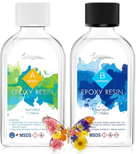 Epoxidharz 8oz (240 ml) Kristallklar, ungiftig– Hochglanz und UV-beständig Epoxy Resin für Holz, Schmuckherstellung, Restauration, selbstnivellierendes Gießharz für Anfänger und DIY Harzkunstprojekte