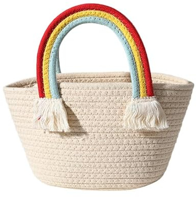 OATIPHO Bolsa De Playa Tejida Bolso De Playa De Verano Para Mujer Bolsa De Almacenamiento Portátil Tamaño 9.25 X 5.31 X 3.93 in Para Compras Fiesta Y Uso Diario