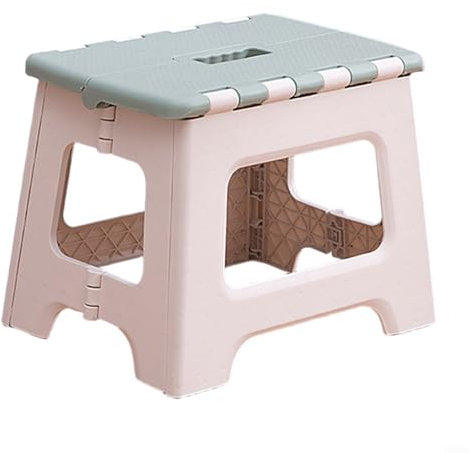 Portable Folding Stool Ergonomic Design Sturdy Plastic Step Stool, for Home Kitchen Bathroom Garden Outdoor Camping Fishing Non-Slip Feet Space Saving(Green)