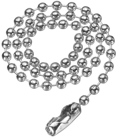 sourcing map Stainless Steel Ball Chain 2.4mm 35.4 Length Round Bead Necklace Dog Tag Pull Chains with Connectors Clasps for Men Women Jewelry Making Bracelets Keychain, Silver