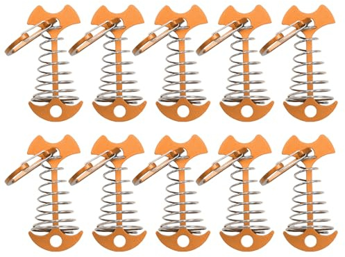 10 anclajes portátiles de espina de pescado con hebillas de resorte, tablones de cubierta, estacas de tienda de campaña, accesorios de camping al aire libre