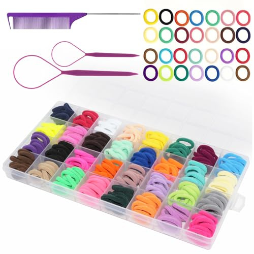 Jomdjmskes 324 Stück Haargummi Damen, Haargummis Mädchen, Zopfgummi, 32 Farben Zopfgummis Klein, Mini Nahtlose Haarbänder, Elastische Haarband Baby Mehrfarbig Soft, Haarband Anti Frizz Ohne Abdruck