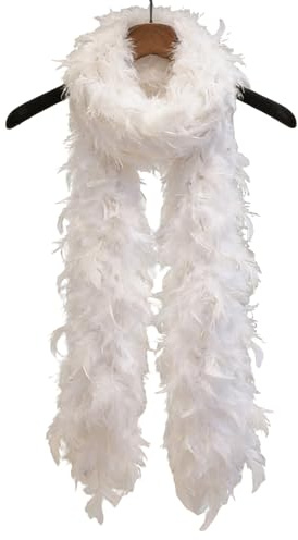 White Feather Boa, Fluffy Feathers Boas, for Carnival, Wedding （2m 40g）