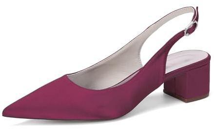 Décolleté con Cinturino Posteriore A Blocco per Donna, Punta Chiusa Tacco Spesso Scarpe da Ufficio,Burgundy,41 EU