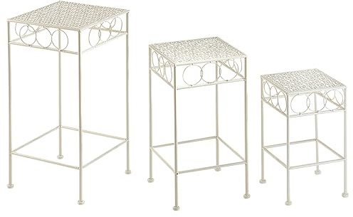 Kobolo Blumenhocker Pflanzenständer 3er Set Gartenständer Dekoständer Antik Cream