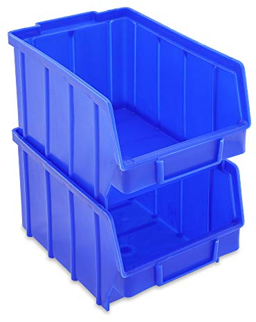 S&S-Shop 26 Stapelboxen Blau Gr.3 | aus hochwertigem Kunststoff | mit Schildcheneinschub | Lagerkisten | Schraubenbox | Lagerboxen | Sortierbox | Ordnungssystem | Werkstattzubehör | Made in Germany