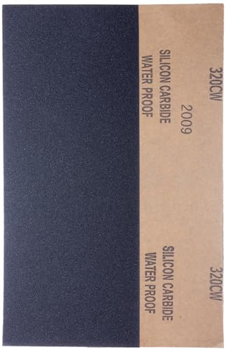 YoiYee 320 Grit Wet & Dry Sandpaper Sheets, 230x95mm, 10 Pack | Silicon carbide abrasive, waterproof paper backing, printed reverse grit number, cuts to size, fits sanding blocks
