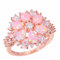 LOKILOKI Aufwändige Große Rosa Feueropalringe Mit Stein Rose Gold Farbe Klarer Kristall Blume Flora Kirschblüte Schmuck Frau Mädchen