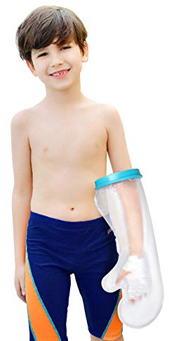 Fasola Child Cast Cover Arm Waterproof for Shower, Plaster Hand Sleeve Dressing Protector for Broken Wrist, Elbow, Fingers Wound, Burns, Reusable Cast Bag Full Arm Keep Wounds & Bandage Dry, 16.9inch
