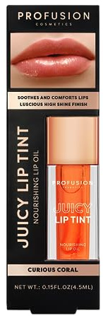 Profusion Cosmetics Juicy Nourishing Lip Oil Tint, Lightweight and Beautiful Tint Provides Nourishing Hydration and Glossy Finish Without Stickiness, Elegant Look With Professional Beauty Tools
