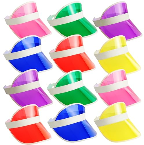 Bramble Neon Sun Visor Hats for Women and Men Unisex Bright Colours - for Sports, Pub Golf, 80s Fancy Dress, Festivals, Stag Do, Hen Party (24, Multicoloured)