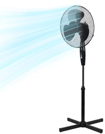 Holywarm 16 Inch Pedestal Floor Fan with Oscillating Blades, Tilted Head, 3 Speed Settings Sleek Design Perfect for Homes, Offices and Bedrooms (Black)