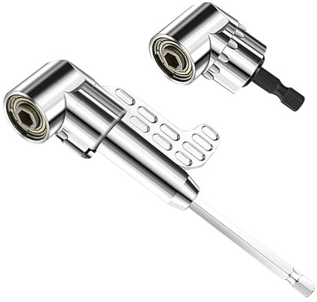 2PCS Degree Right Angle Drill Adapter, 105° Angle Attachment, Magnetic Power Adapter Chuck Tool, 1/4-inch Hex Shank Right Angled Screwdriver Impact for Power Drill Tool