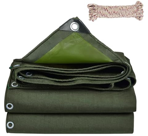 COEWUR Lona Impermeable 3x3 Verde 450 g/m² Lonas Impermeables Exterior con Ojales y Cuerda Resistente Desgarro y Sol Lona para Camión, Piscina, Tienda de Campaña, Sitio de Construcción