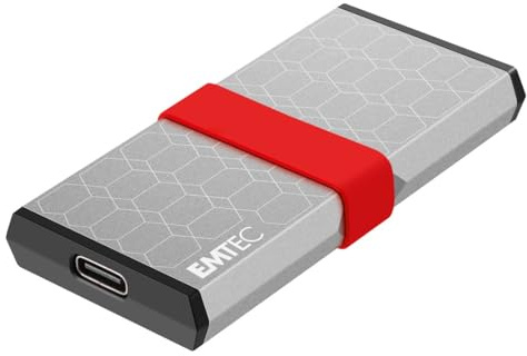 EMTEC - SSD Portable X205 Mini - 512GB - Jusqu'à 1100MB/s en Lecture - USB-C 3.2 Gen2 - Boîtier Aluminium - Compact et Léger - Haute Vitesse de Transfer