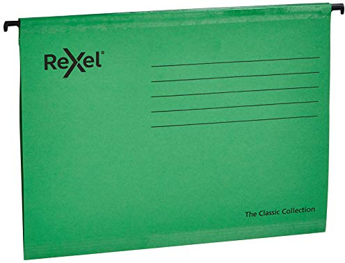 Rexel 2115586 Lot de 25 dossiers suspendus classiques pour armoires 15 mm avec base en V 100% recyclé Vert