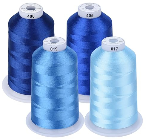 Simthread maskin broderitråd 5 000 m kung-spolar blå färger för bror/babylock/bernette/Janome/sångare/Kenmore sy- och broderingsmaskin