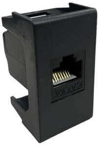 Frutto rj45 UTP cat.6 compatibile Ave Noir 45329C6 presa modulare 8 poli per cavi ethernet connessione a crimpare senza attrezzi, colore nero