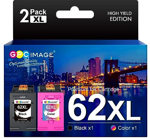 GPC IMAGE 62XL Patronen Kompatibel für HP 62 Druckerpatronen XL Multipack für HP Envy 5540 7640 5548 5640 5646 OfficeJet 5740 5742 5744 200 250 (Schwarz Farbe, 2er-Pack)
