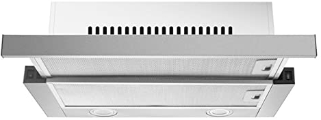 oiakus Kitchen Extractor Hood, Stainless Steel Cooker Hood, 600mm Built-in Extractor Fan with LED Light, Inner Loop, Hidden Pull-out Range Hood, Top Vented Range Hood