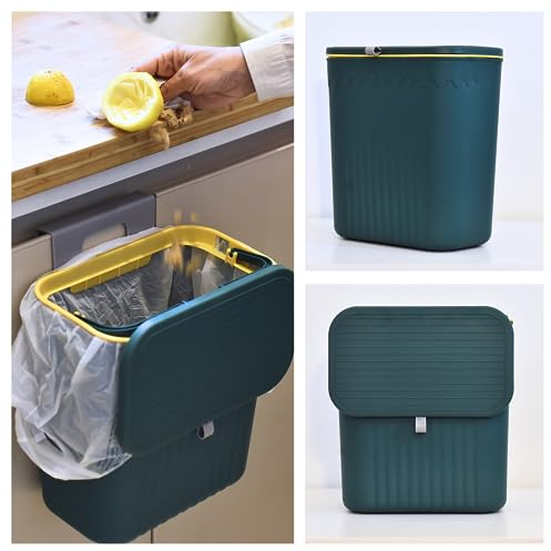 GENIO IN CASA Pattumiera Sottolavello Cucina da Appendere 12L con Coperchio Scorrevole - Cestino Umido Cucina per Spazzatura Differenziata - Accessori Salvaspazio per Cucina, Camper e Bagno (Verde)