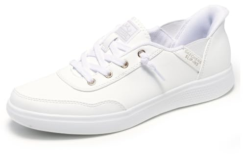 Skechers Women's Hands Free Slip-Ins Bobs Skip ā B Cute Classic, White, 8