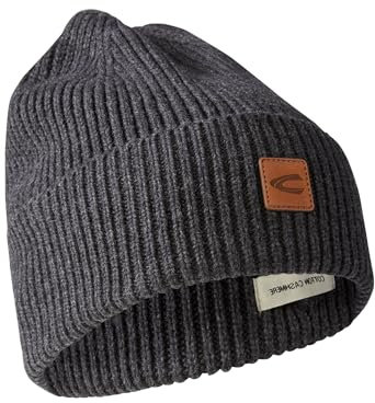 camel active Herren Beanie aus einem Baumwoll-Kaschmir-Mix Asphalt, Menswear-OS