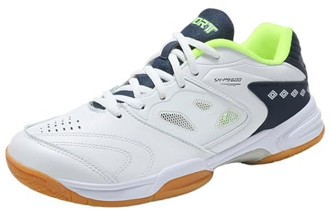 Scarpe da Pallavolo,Scarpe da Badminton,Scarpe da Ping Pong Leggero Scarpe Pallavolo Uomo Donna Antiscivolo Scarpe da Palestra Traspirante Scarpe Tennis,Unisex,Bianco