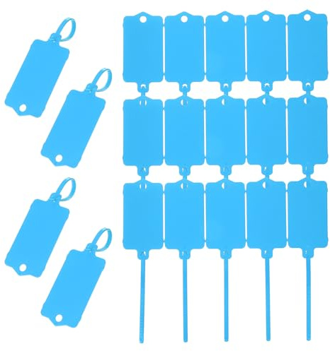 PATIKIL 150Pcs Étiquettes en Plastique Imperméables Vierges, Étiquettes d'Expédition, Réutilisables, Inscriptibles avec Attache Zippée pour Étiquetage de Bagage, Bleu 2.48 x 1.46 Pouce