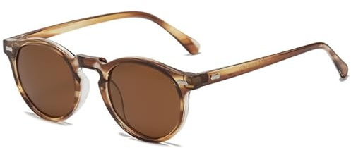 LOJUDI Gafas de sol para niños y niñas, gafas de sol redondas polarizadas para niños y niñas, estilo retro, lentes de sol para protección UV400, Té/marrón