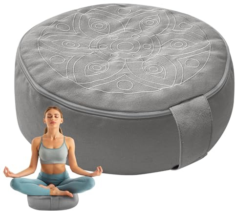 Omok Cuscino da yoga, rimovibile e lavabile, ideale per meditazione e relax, cuscino ergonomico da pavimento e seduta, sostenibile e confortevole, cuscino da meditazione (grigio, 35 x 13 cm)