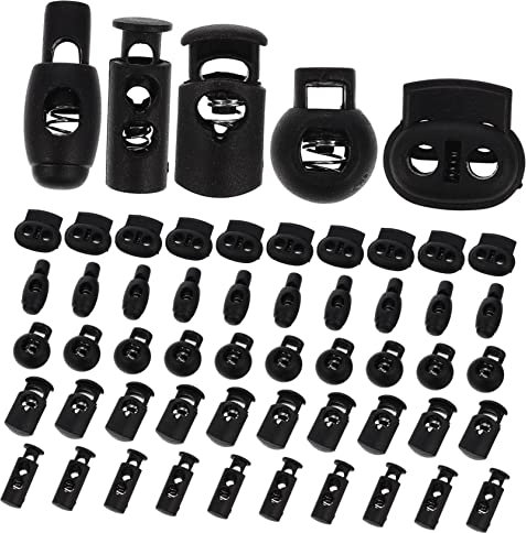 SEWOART Lot de 100 Cordons Élastiques en Plastique avec Bouton-Pression Mousqueton De Sécurité pour Bâche Corde Crochets Tendeur Cordon Anti-Fuite Noir