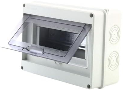 perfk 8 Ways Distribution Box Circuit Breaker Box Enclosure Protector Buckle Junction Container for Wall Workshop Shopping Mall