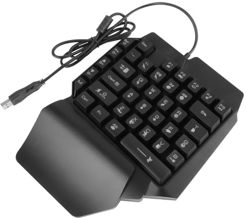 POPETPOP Clavier Mécanique Rvb Main Gaucher Compact pour Gamer, Rétroéclairage Lumineux, Portable Et Léger, Utilisation Gaming Pc Bureau, Couleur Noire