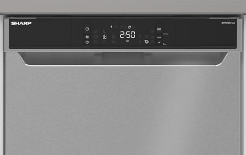 Sharp QW-NA3YU42AI-DE Geschirrspüler Unterbau 60 cm, 14 Maßgedecke, A, 42 dB, Turbo-Trocknung, QuickWash 14’, SteamWash, AutoDoor, EcoBox, Edelstahl