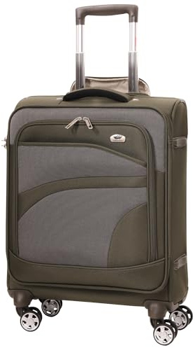 Aerolite 55x40x20 Expandable 8 Wheel Ryanair Priority Cabin Suitcase | Wizz Air Priority Max Size Lightweight Soft Shell 55x40x20cm 55x40x23 , 4 Dual Spinner Wheels Carry On Hand Luggage (Green)