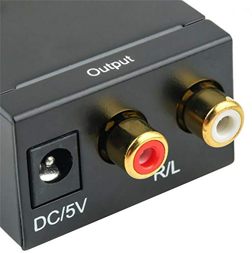 PUSOKEI Toslink Digital Till Analog Audio Converter Adapter med 24-bitars Bitström för Professionella Ljudsystem (Svart)