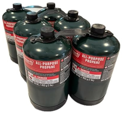 Propane Replacement Fuel Cylinders Camping- 16 oz (6 Pack) Factory Pre-filled and Ready to Use