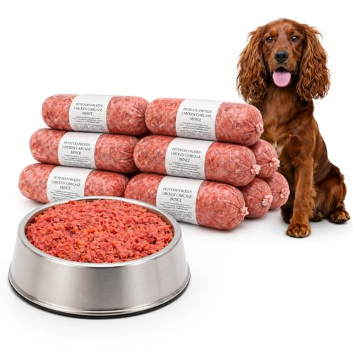 Frozen Raw Dog Food Chicken Mince – Natural Premium Dog Food, High Protein -Grain Free 20 x 500g Rolls (10kg Bulk Pack for Dogs) Complete Heathly Dog Meal