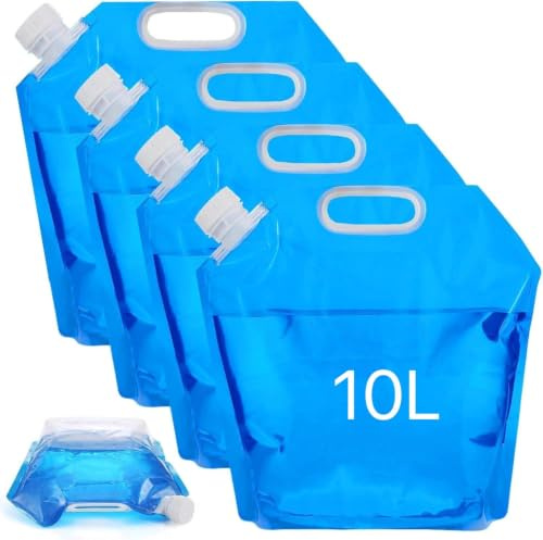 CHAOTEMAI 4 Pièces Bidon Eau 10L avec Robinet, Jerrican Eau Réutilisable | Poche a Eau Bidon avec Robinet pour Extérieur Festival Randonnée Camping Barbecue Bleu