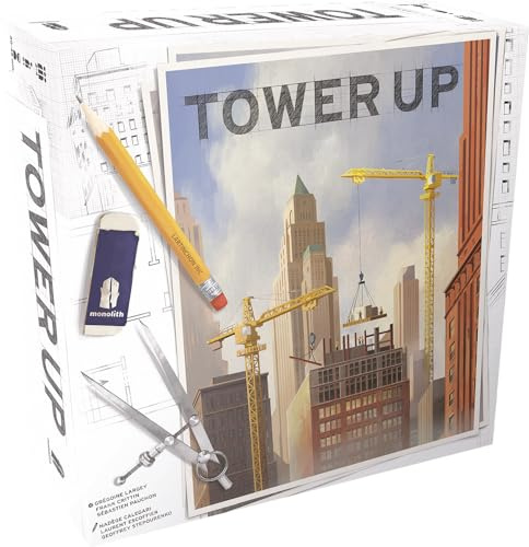 Asmodee - Tower UP - Jeu de Société de Plateau pour Enfants dès 8 Ans - Jeu de Stratégie et Tactique de Construction Urbaine - Tours en 3D - 45 Min - 2 à 4 Joueurs - Version Française - Monolith