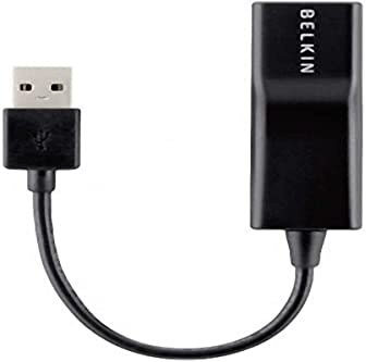 Belkin RJ45 Netzwerk Adapter CAT 5 [1x USB 2.0 Stecker A 1x RJ45-Buchse] 12.00cm Schwarz F4U047bt