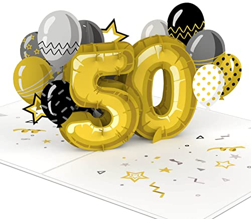 papercrush popup-kort 50. Födelsedag, gratulationer, 3D-födelsedagskort