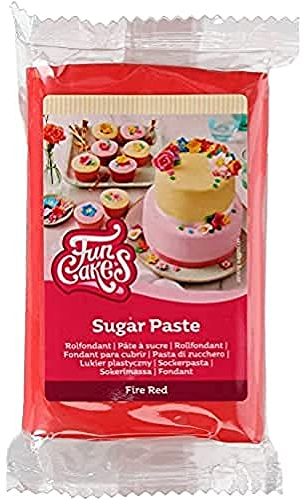 FunCakes Pasta di Zucchero Fire Red: facile da usare, liscia, flessibile, morbida e pieghevole, perfetta per decorare torte, halal, kosher e senza glutine. 250 gr