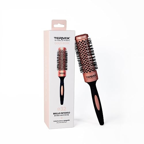 TERMIX - Cepillo Redondo Profesional Evolution Gold Rose Ø32|Secado Rápido, Saludable y Sin Calor Extremo para Cabellos Secos y Apagados|Tecnología Iónica |Edición Limitada |Brillo Intenso y Sin Frizz