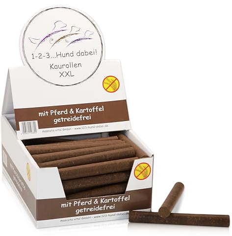 123... Hund dabei! - Kaurollen XXL 50er Tray (Pferd) - Dentalkaurolle - Getreidefrei - Vorteilspaket - Kaustangen für Hunde - Kausticks - Zahnpflege - Kaurollen für Hunde