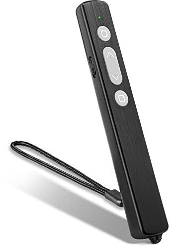 Präsentations Clicker Zeiger mit Trageband, 100M Kabelloser Presenter Pointer für Präsentationen, 2,4GHz USB Powerpoint Präsentation Wireless Present Fernbedienung für Windows Mac