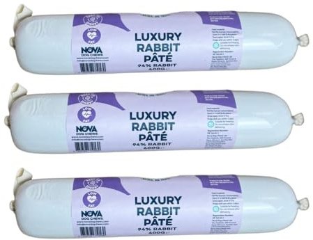 Paddock Farm - Dog Food Rabbit Pate Tube Pack Of 3x 400g. Single Protein Wet Dog Food Pate For Dogs With Natural Ingredients & High Meat Content. Treat Pet Food For Adult Dogs
