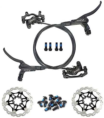 NYK Zoom 4 Piston Hydraulic Disc Brakes Mountain Bike Sets MTB Front & Rear Set with Floating Disc Rotor 160mm & Color Bolts (Black)